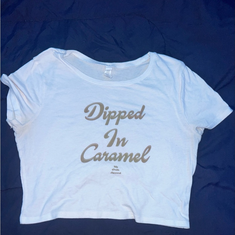 Trendy White Tee with Gold Script